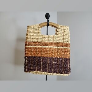 Boho Clutch Straw Roped Multi Colored Square Purse